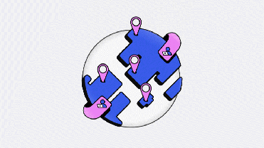 a gif illustration of a spinning global with workers around the world