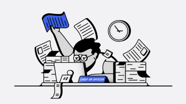 illustration of a person working at their desk